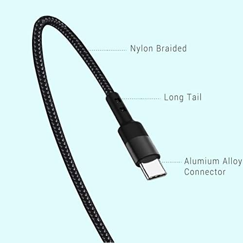 SUMPK USB C Cable Short [30cm 3 Pack], 30cm Android Charging Cable Type C USB 2.0 Nylon Braided Fast Charging Compatible for Samsung Galaxy S10 S9 Note 8,LG G6 V20,Google Pixel 2 XL