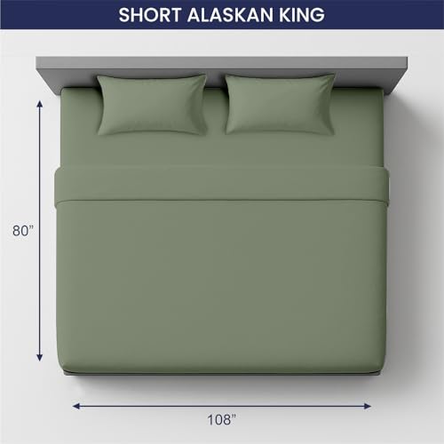 Image of SGI bedding 108 inch W x 80 inch L 4Pc Short Alaskan King Sheet Set 100% Egyptian Cotton - 600 Thread Count, Fits 15 inch Deep Pocket - Soft Breathable Oversized Sheets, for Extra Large Beds - Moss