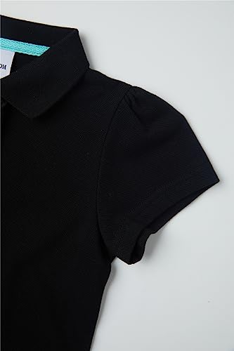 Image of Mud Kingdom Girls Short Sleeve Ruffle Pique Polo Uniform Top Stretch Lightweight