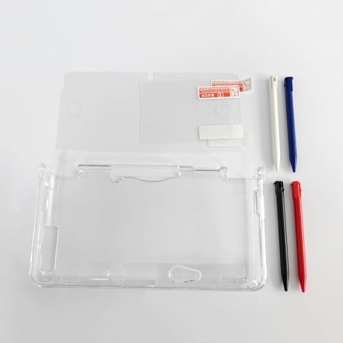 Image of Hzxkqmil Protective Case Clear Hard Shell for Nintendo 3DS Console | Clear Crystal Protective Cover + 1 Set Screen Protectors Film and 4 Stylus Pen Accessories for Old 3DS