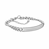 H'Helen Pulsera Personalizable de Acero o Dorado para mujer y hombre,niño y niña Regalo Día del Padre (Acero grueso, 18+5cm)
