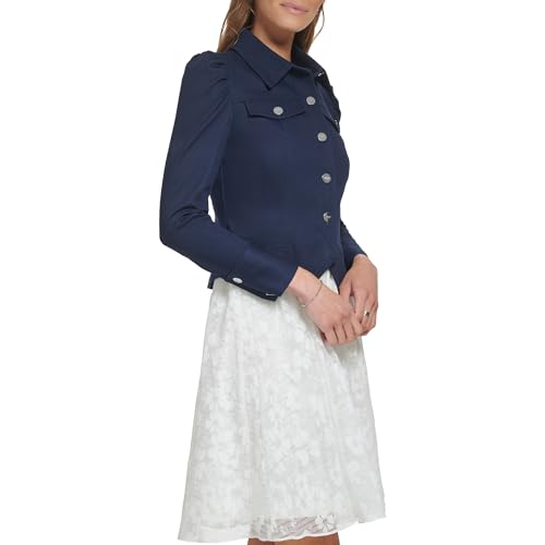 Image of DKNY Women's Cropped Button Front Long Sleeve Jacket