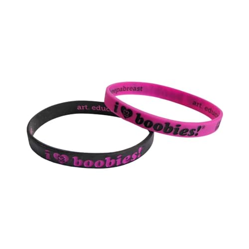 Keep A Breast The i love boobies! Mini Fuschia Black Bracelet Pack2