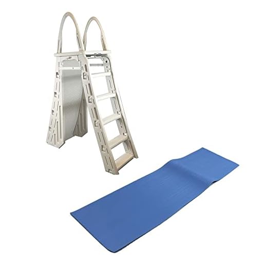 Confer Adjustable 48-56 Inch Above-Ground Swimming Pool Ladder and Hydrotools 9 x 24 Inch Protective Ladder Mat