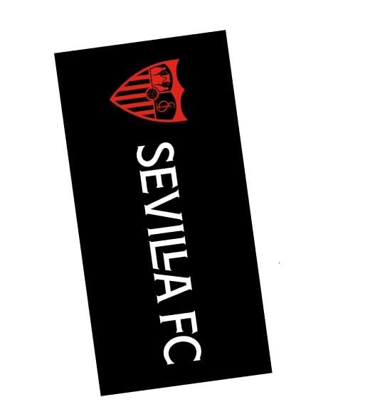Toalla Sevilla Fútbol Club 180x90cm Fondo Negro Letras Blancas Escudo Rojo
