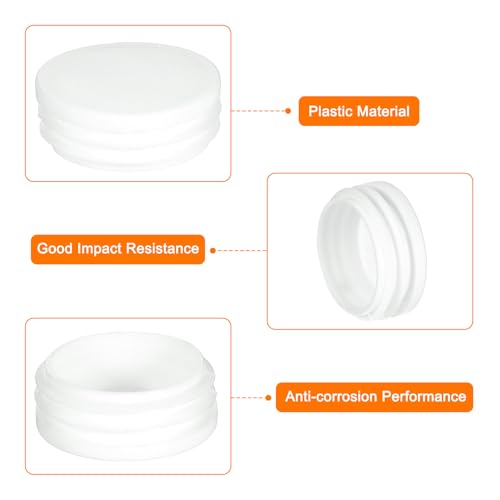 Image of uxcell 1-3 /4(45mm) Round Plastic Plug, 4 Pcs White Pipe Tubing End Cap Plastic Plug Cap Insert Glide Insert for Metal Tubing Fence Table Chairs Furniture