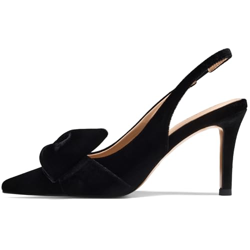 Image of Women's Slingback Heels with Bow Pointed Toe Pumps with Elasticated Strap 3.3 inch High Heels for Evening Dress Shoes