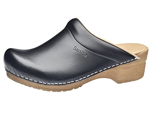 Sanita Sandra | Sabots Ouvert | Produit Original Fabriqué à la Main pour Femme | Assise Plantaire de Forme Anatomique avec Mousse Souple | Noir | 37 EU
