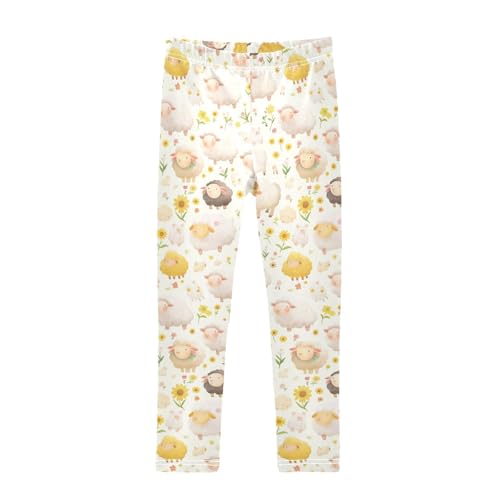 KLL Watercolor Cute Sheep Girls Athletic Leggings Soft Full Length Dance Pants Exercise