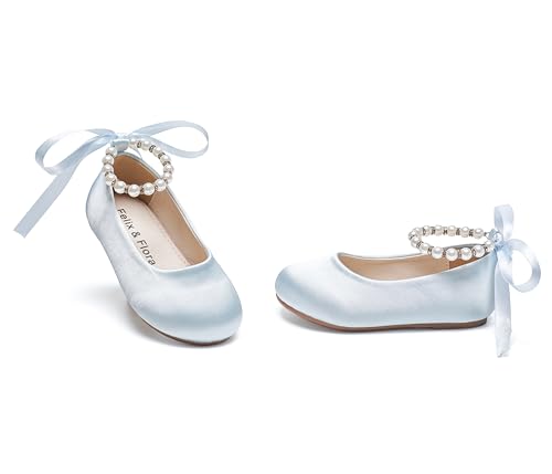 Image of Felix & Flora Girls Toddler Little Ballet Shoes - Flower Girls Mary Jane Flats Dress Shoes Party Wedding
