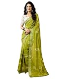 SIRIL Women's Cotton Linen Ready to Wear Saree, Printed One Minute Saree with Unstitched blouse Piece (42RS372_Olive Green) Amazon Deal