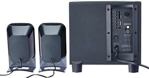 Complete Edifier XM2BT 2.1 speaker system from the rear