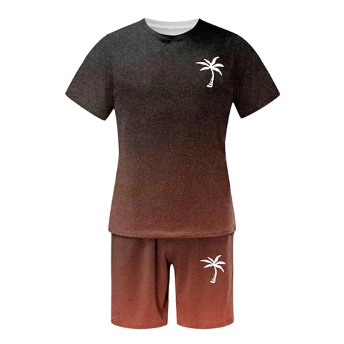 Survêtement d'été homme ensemble short t-shirt manches courtes marron