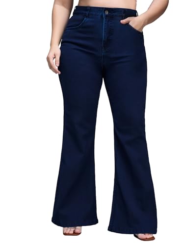 Image of Miss Chase A+ Women's Wide-Leg High Rise Regular-Length Stretchable Denim Jeans