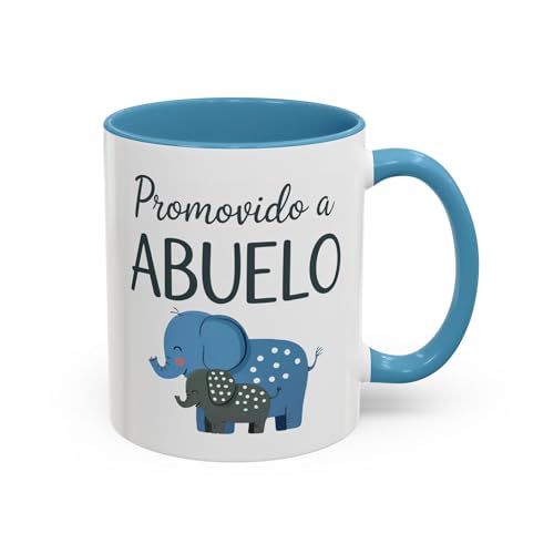 Taza Café Cerámica 11 oz Promovido a Abuelo Azul Interior y Haza Anuncio...