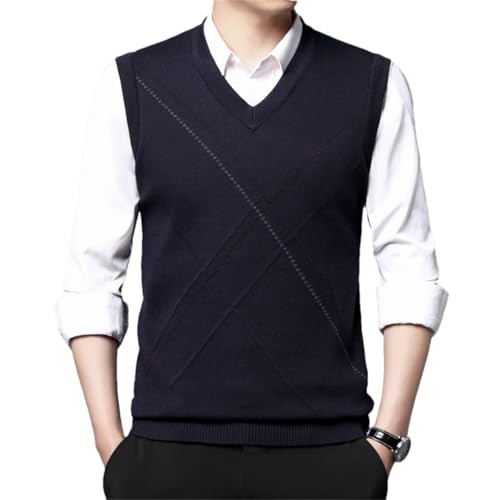 Men Wool Knit Jumper Sweater Tops Sleeveless Cross Retro Vintage Casual V Neck Tank