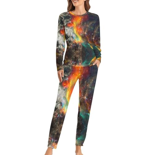 Ensemble pyjama femme Color Galaxy vêtement de nuit et pantalon homewear doux