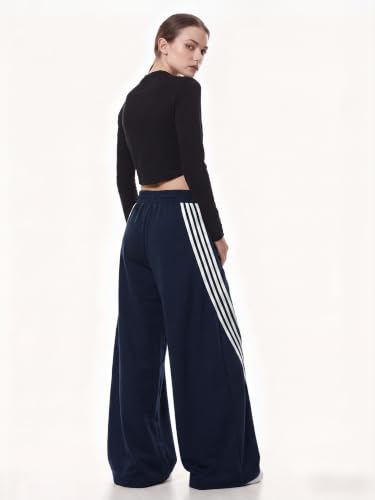 Image of EMMIOL Women's Y2K Baggy Barrel Striped Sweatpants High Waisted Wide Leg