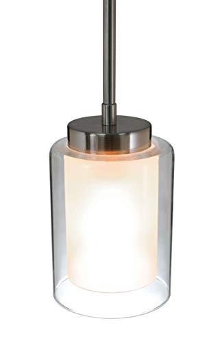 Xinbei Lighting Pendant Lighting Modern 1 Light Mini Pendant Light With Dual Glass In Brushed Nickel, Adjustable Hanging Ceiling Light For Kitchen & Living Room Xb-P1195-Bn #TOP4