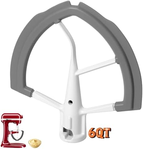 6Qt Flex Edge Beater Compatible with KitchenAid 6-Quart Bowl-Lift Stand Mixers, Flat Beater Blade with Silicone Coated Metal Frame and Rubber Flex Edges-Mixer Accessory/Attachment for Kitchen Aid