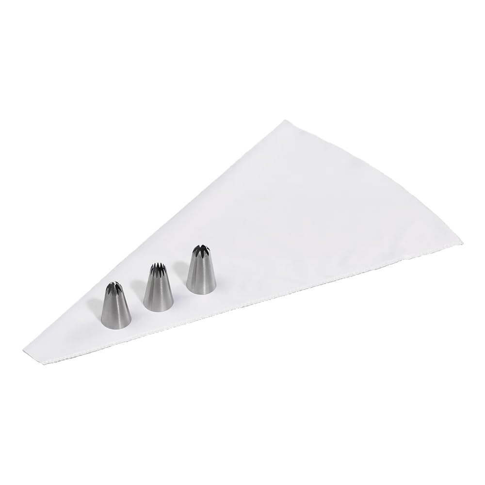 Tala Reuseable Icing Bag with 3 Stainless Steel Star Nozzles, Perfect for Piping Buttercream but can be Used for Piping Choux Pastry and Other Foods Like Mashed Potato, Silver