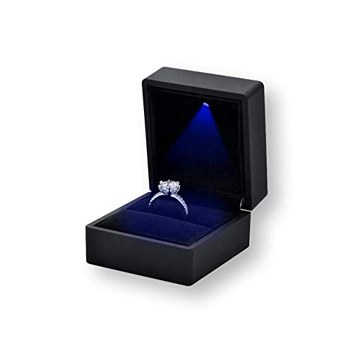 Jewellbox Caja de anillo de luces LED de lujo, caja de presentación de pendientes de terciopelo, cajas de regalo para mujeres, cumpleaños, caja de anillo de compromiso Cover