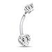 SAVEARTH DIAMONDS 1 1/2 CT Heart Cut Lab Created Moissanite Diamond Heart Belly Button Navel Rings Body Piercing Jewelry In 14K White Gold Over Sterling Silver
