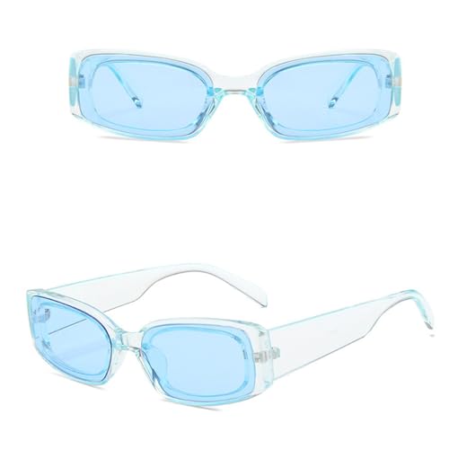 Lunettes de soleil femme rectangulaires vintage bleu bonbon pour look streetwear