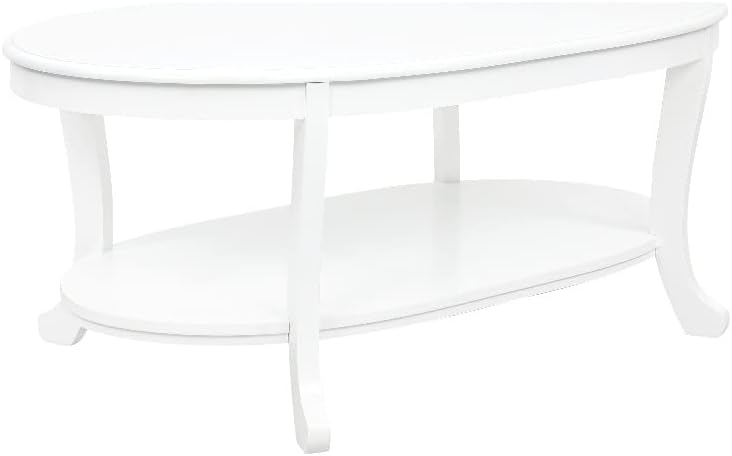 Linon Mesa de centro de madera Merce con estante en color blanco