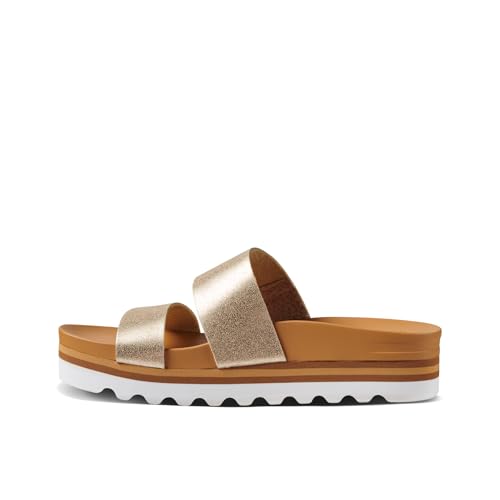 REEF Cushion Vista Hi Women's Platform Fashion Sandal, Arch Support, Ultra Soft Cushion Footbed, Champagne, 8.5