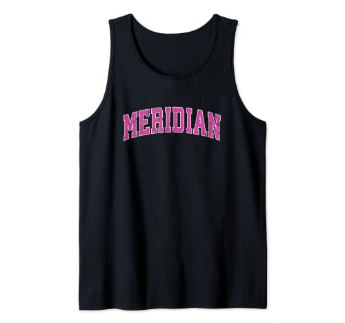 Meridian Idaho ID Vintage Diseño Deportivo Rosa Camiseta sin Mangas