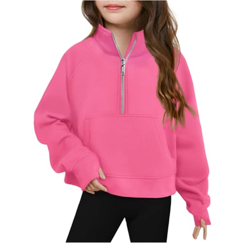Cute Tops For Teen Girls Cropped Long Sleeve Half Zip Sweatshirt Clothes Pullover Fall Fashion Youth Blouses