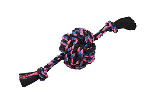 Mammoth Flossy Chews Multi Color Monkey Fist Ball with Rope Ends - Premium Cotton-Poly Rope Tug Toy for Dogs - Interactive Dog Tug Toy - Heavy Duty Dog Toy with Rope Ball for Big Dogs - Jumbo, 20