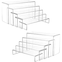 Wealrotn Clear Acrylic Display Riser Stand, Transparent Rectangular Tiered Display Shelf, Table Top Display Stand Compatible with Funko POP Figures, Perfume, Cupcake, Toys Model, Dessert