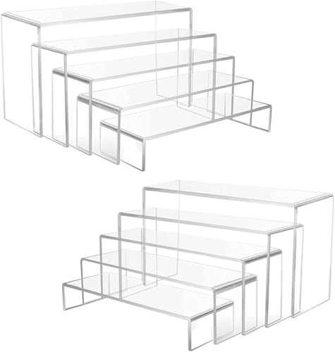 Wealrotn 10 PCS Clear Acrylic Display Risers Tiered U-Shaped Display Stand 5mm Thick Transparent Risers for Collectibles Perfume Cupcake & Retail Display