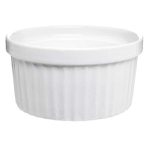 K BASIX 4.5 Oz. Porcelain Ramekins, Pudding Cups | Dipping Bowls | Souffle Dishes for Creme Brulee | Classic Style White Ramekins for Baking -Set of 6 - Oven Safe