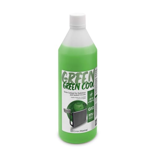 ERRECHOME Green Cool, Green Coolant and Antifreeze -30°C/+107°C, Formulation with organic-based OAT inhibitor package, G12, Ready to Use, 1 Litre