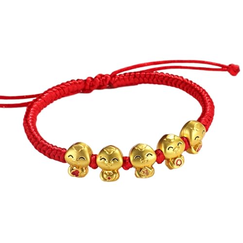 IQYU Chino Año Nuevo Red String Bracelets Chinese Zodiac Feng Shui Animal Charm Bracelet New Year Jewelry for Women Men Was Würde Hacer Pulseras, talla única, Plástico, No es una piedra preciosa