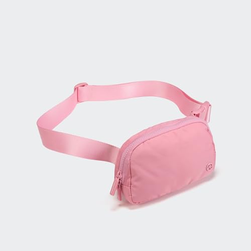 Image of Pander Two Way Zipper Fanny Pack Nylon Everywhere Belt Bag for Women, Water Repellent Waist Packs, Crossbody Bags with Adjustable Strap (Light Pink).