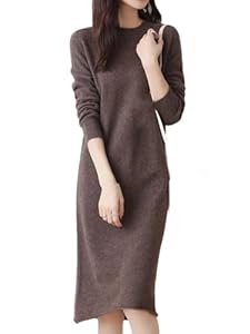 Hgvcfcv Längere Wollkleider für Damen, Kaschmir-Pullover, langer Stil, Pullover, 6 Farben, coffee, L