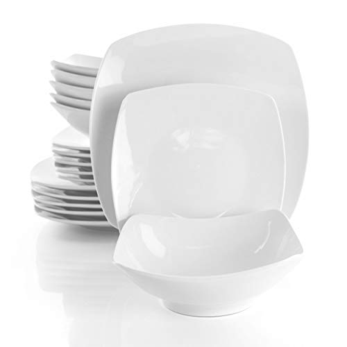 Elama GLOSSY White Porcelain Dish Dinnerware Set thumb #11
