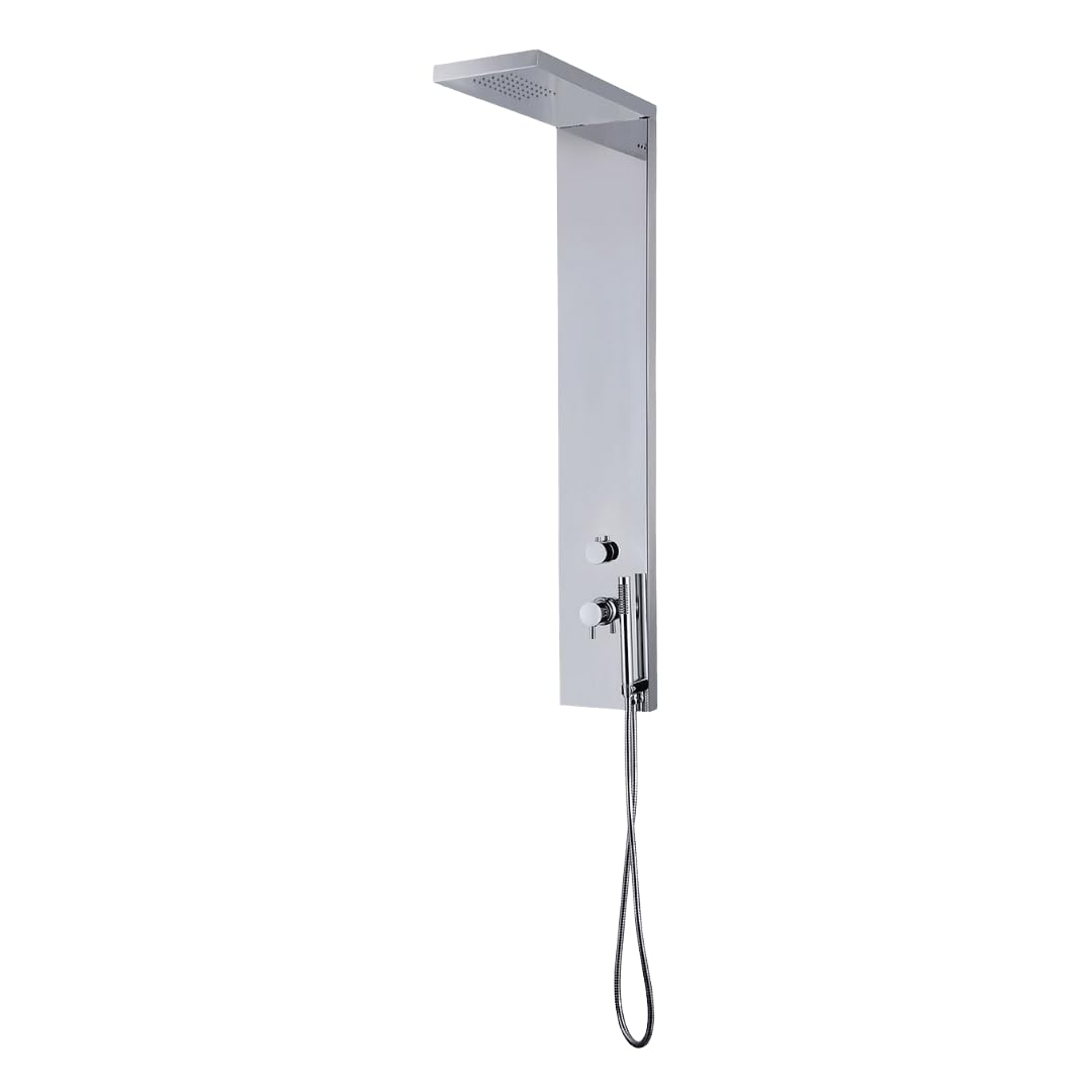 Columna de ducha mecánica con ducha y flexible, aluminio cromado, Essebagno Essekadra