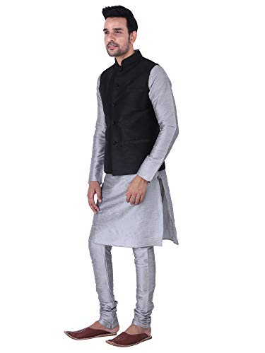 Image of Sadree Silk Men's Kurta Pajama Waistcoat or Nehru Jacket Set