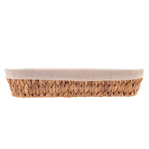 Cesta Oval de Fibra Natural com Forro em Tecido 35cm x 25cm x 8cm - Lyor
