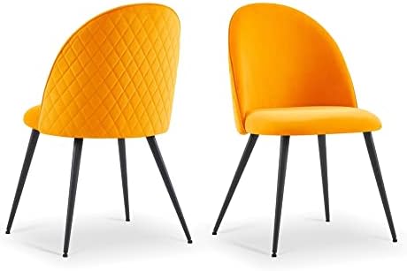 Homedot Modern Home Chair Set of 2,Cozy Dining Chair Space Saving Soft Velvet Makeup Chair with Backrest,Nice Side Chair Ergonomic Design with Sturdy Metal Legs for Dining Room,Living Room