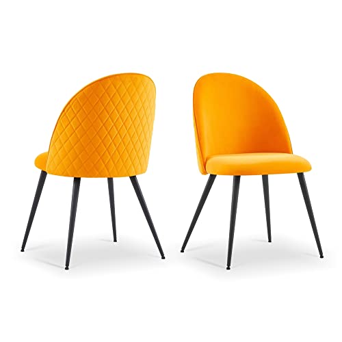 Homedot Modern Home Chair Set Of 2,Cozy Dining Chair Space Saving Soft Velvet Makeup Chair With Backrest,Nice Side Chair Ergonomic Design With Sturdy Metal Legs For Dining Room,Living Room #TOP3