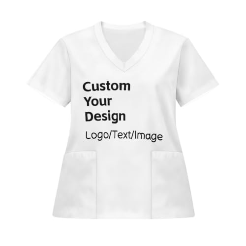 Xarleslyna Personalized Women's Scrub Shirts Custom Front & Back Print Top