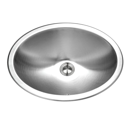 Houzer Opus Stainless Steel Bathroom Sink: 18 Inch Undermount Oval Bowl with Overflow Drain Assembly, Durable & Versatile, Essential for Home & Apartment: CHO-1800-1
