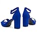 Shoe Land Platform Heels for Women | 3.75 Inch Chunky Block Heeled Sandals with Ankle Strap | Open Toe Strappy High Heels for Wedding, Party & Formal Events, 0623Royalblue, Size 9.0, SL-Cabrini