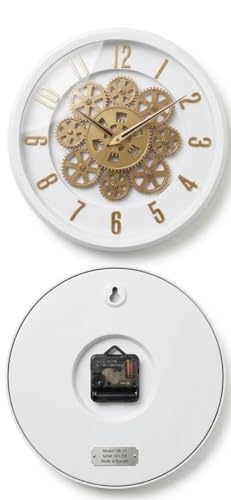 Image of Moving Gear Wall Clock, Round, Gold and Rose Gold Finish, Options (NEW White, Set of 1 Clock)